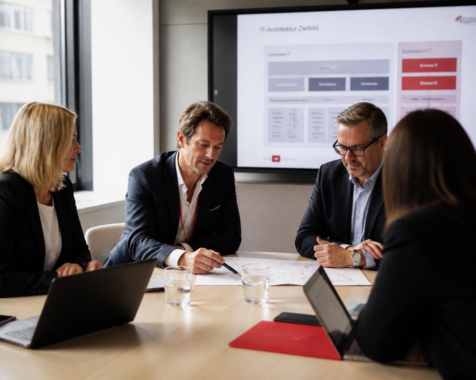 Beratungsteam von 1st in einem Executive-Workshop zur IT-Transformation